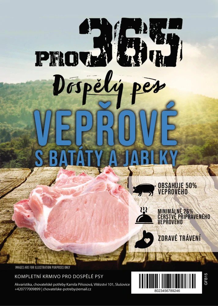 Vepřové s batáty a jablky - dospělý pes